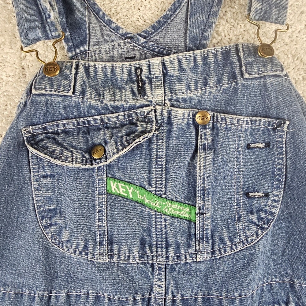 Vintage Key Imperial Denim Carpenter Bibs Overalls Sz 50x30 Ranch Workwear Baggy - Picture 13 of 13